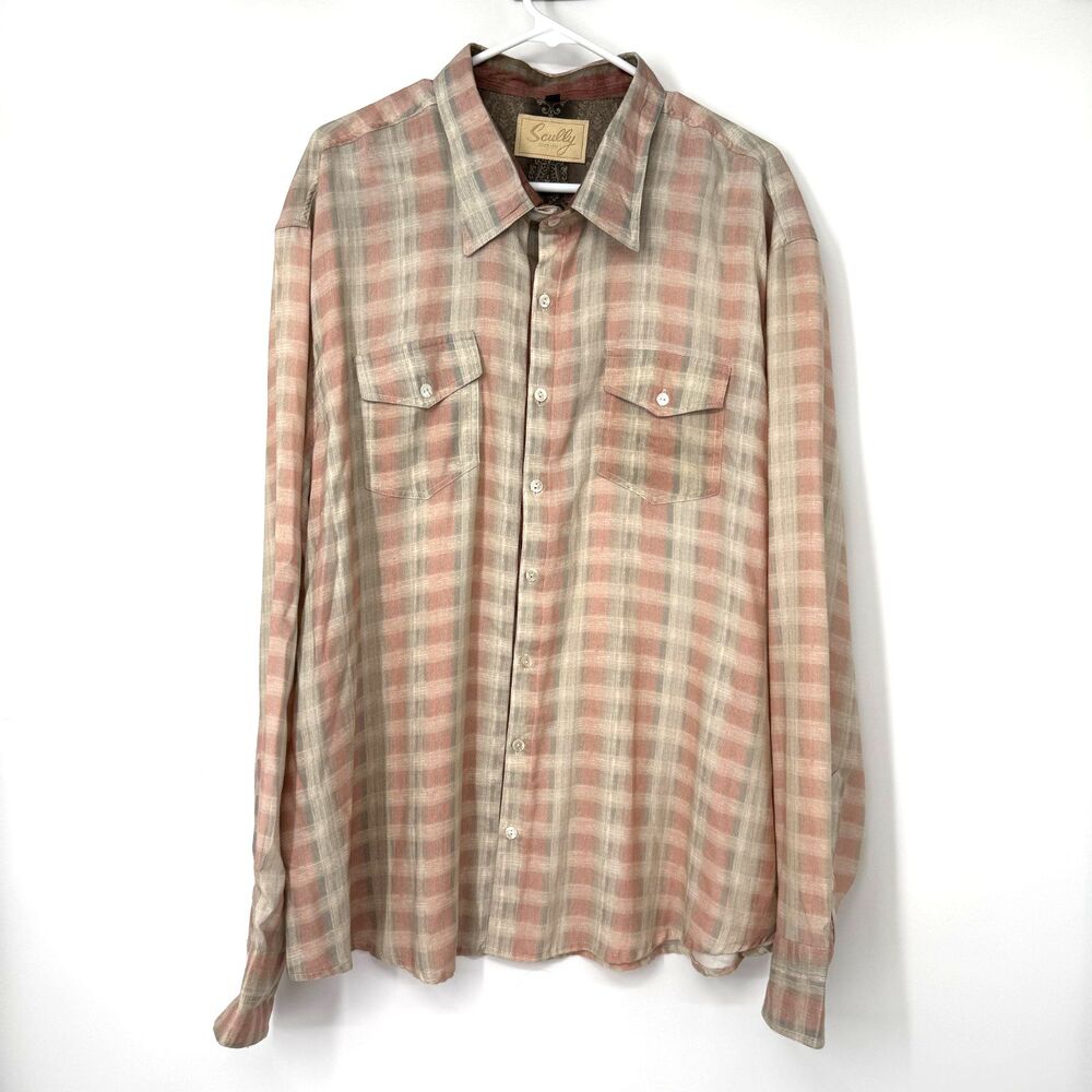 Scully Western Shirt Long Sleeve Button Up Tencel Cowboy Rodeo Outdoor Mens XXL